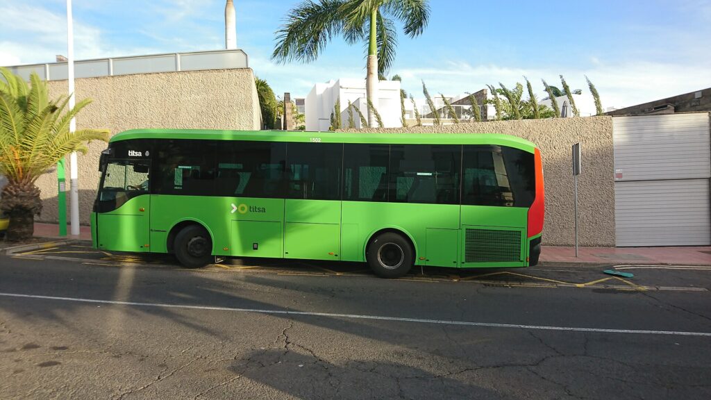A TITSA bus in Costa Adeje, Tenerife
