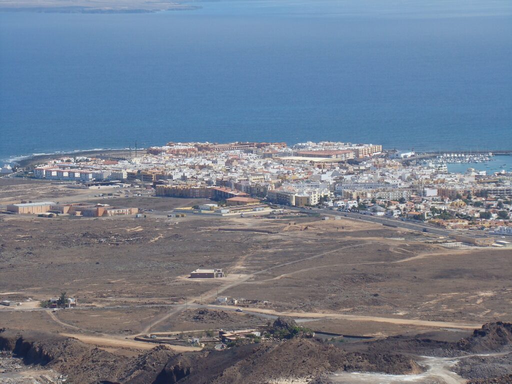 Corralejo vu depuis le volcan Bayuyo, Fuerteventura