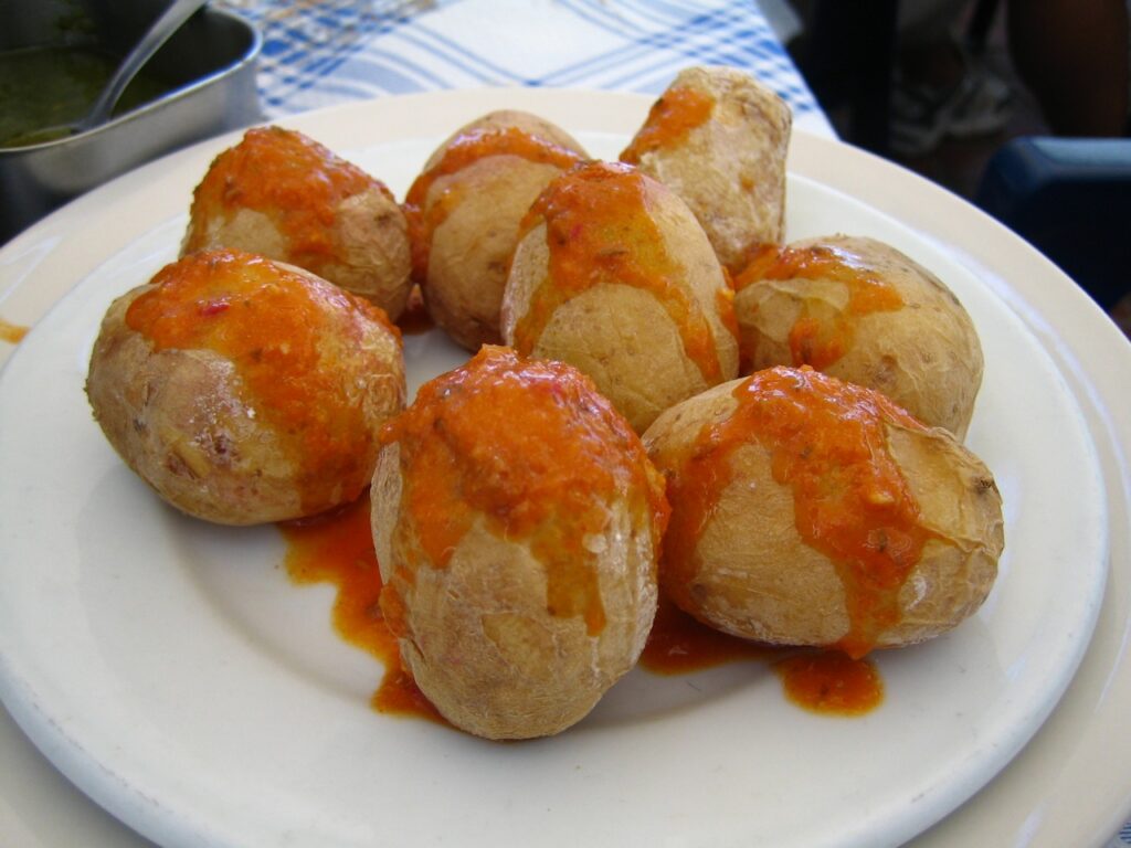 Papas arrugadas with mojo, a classic Canarian dish