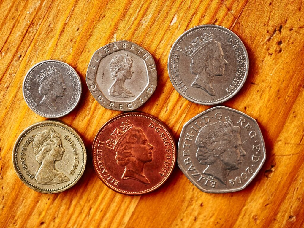 Pound sterling coins and notes