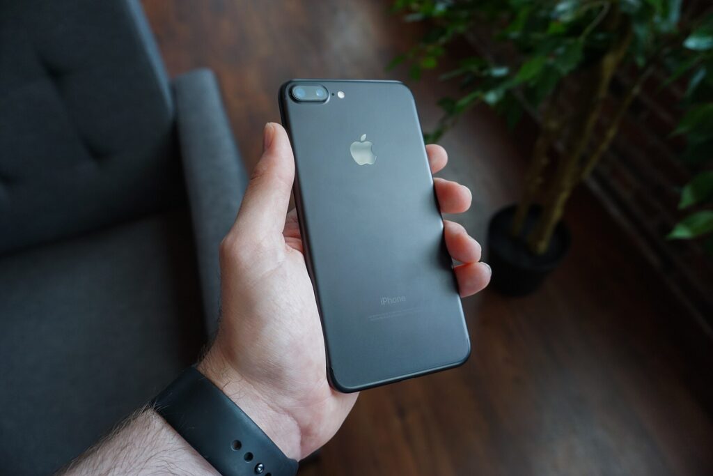 Using a banking app on a smartphone