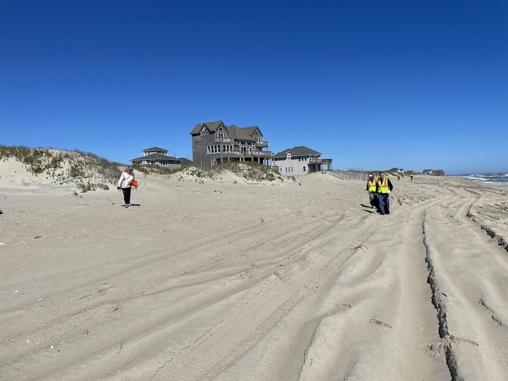 Volunteers taking part in a beach clean-up